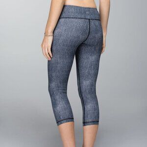 Lululemon Wunder Under Crop Full-On Luxtreme in Burlap Texture Black Dune Size 8